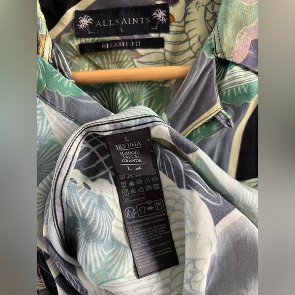 AllSaints Naga Print Camp Shirt
Color: Pearl Grey - Picture 10 of 13